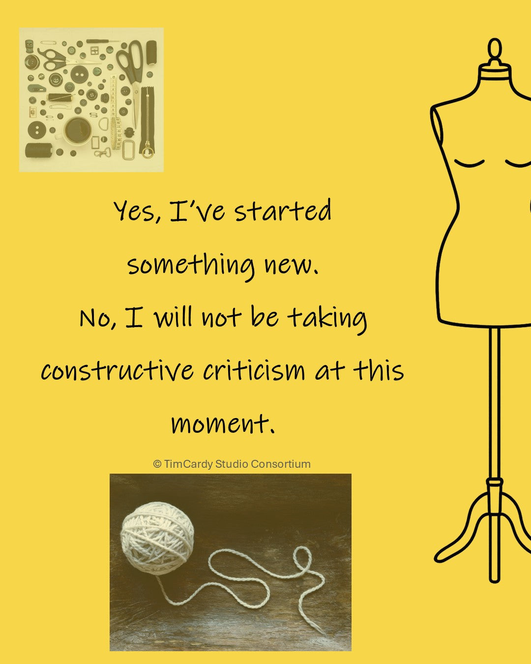 Witty imprints, snarky embroidery kits, project bags and more...