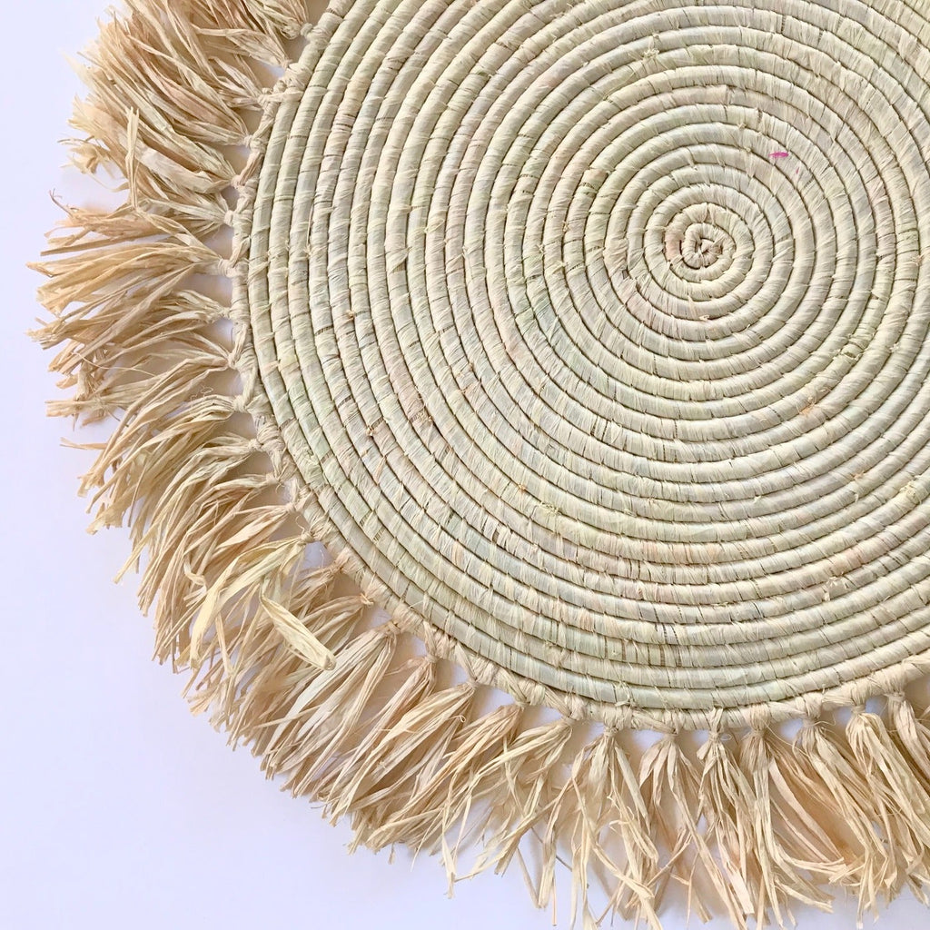 Natural Fringed Wall Hanging Raffia Sweet Grass 23"