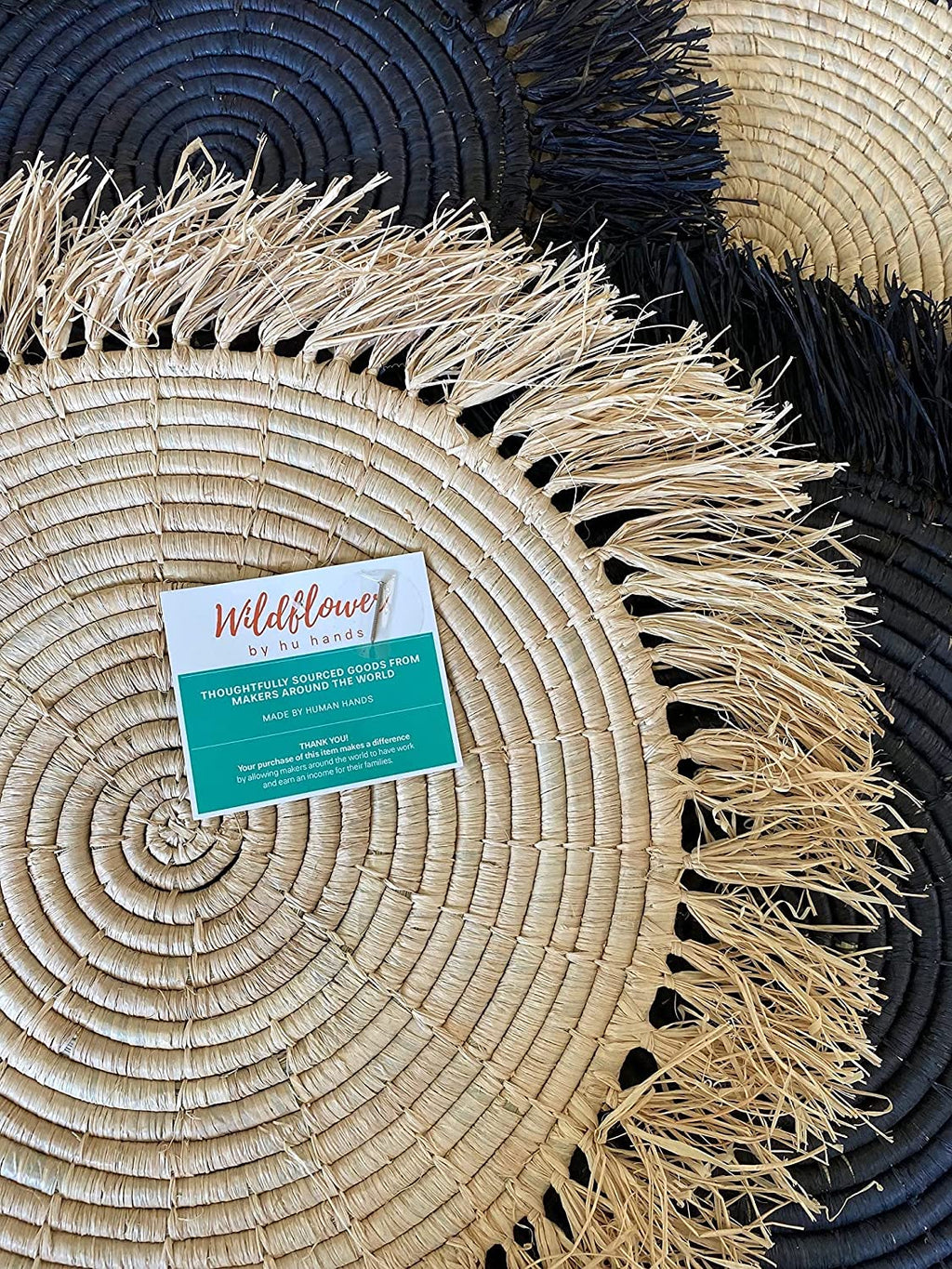 Natural Fringed Wall Hanging Raffia Sweet Grass 23"