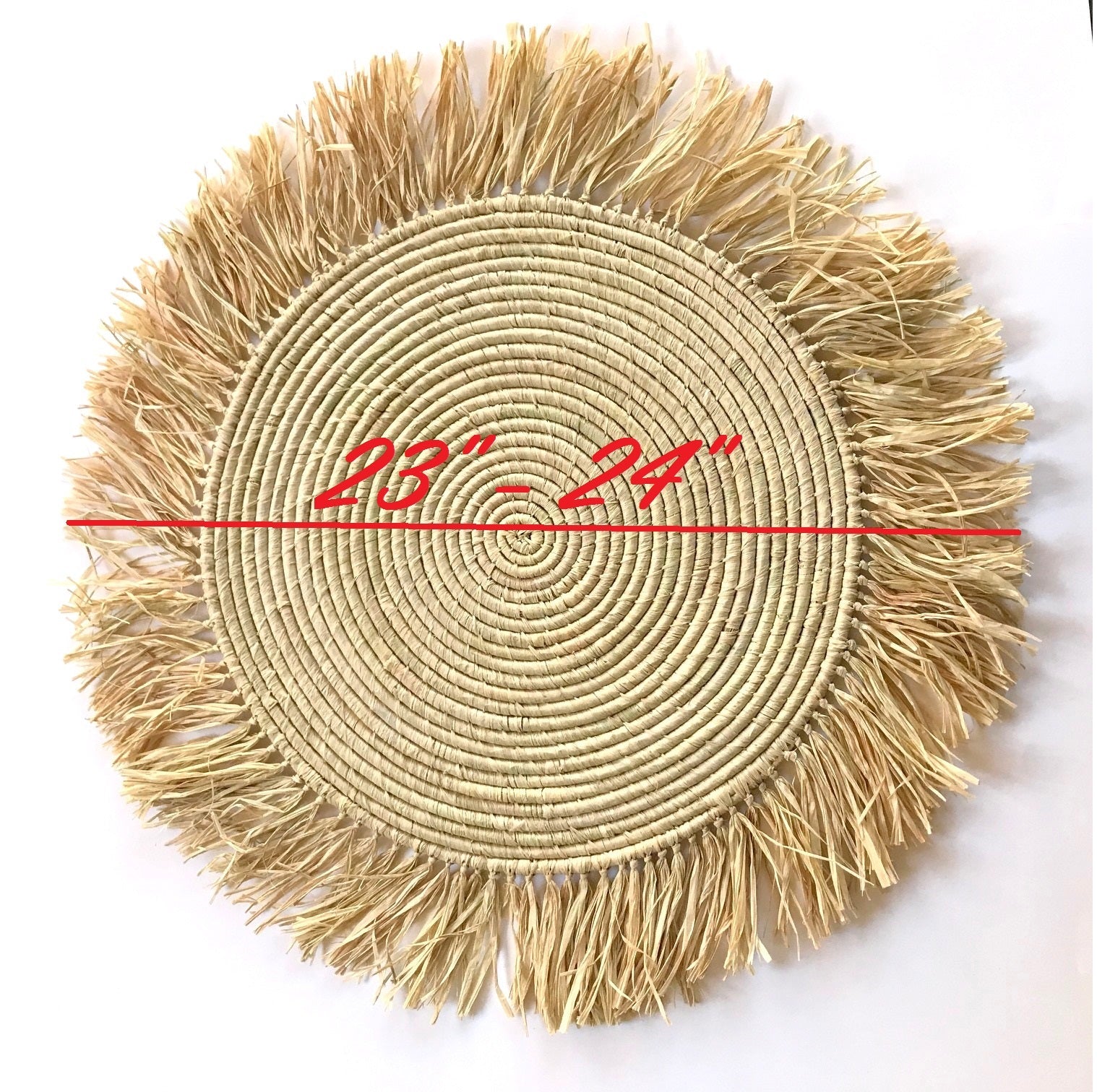 Natural Fringed Wall Hanging Raffia Sweet Grass 23"