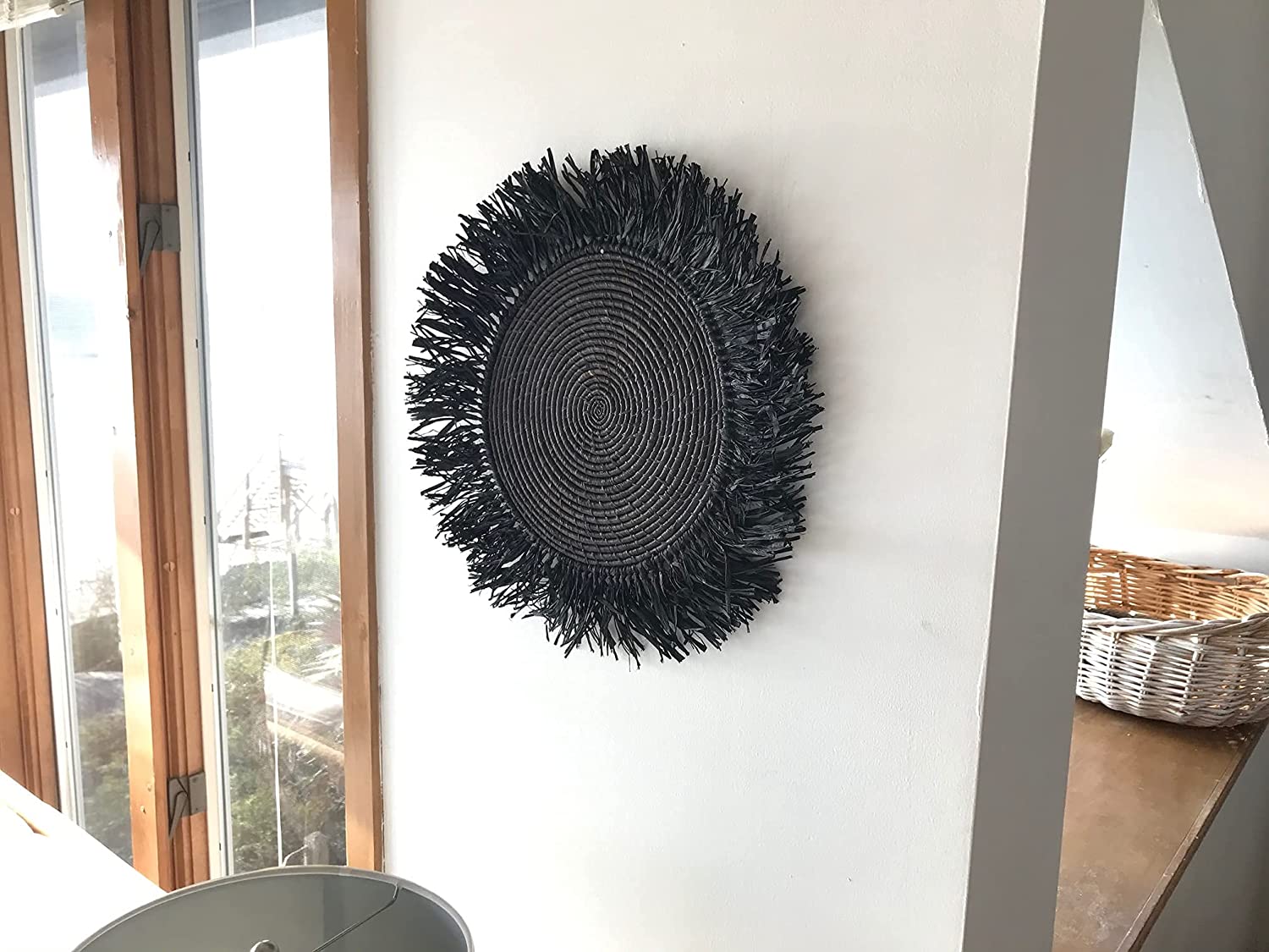 Raffia Fringed Sweet Grass Wall Hanging 23"