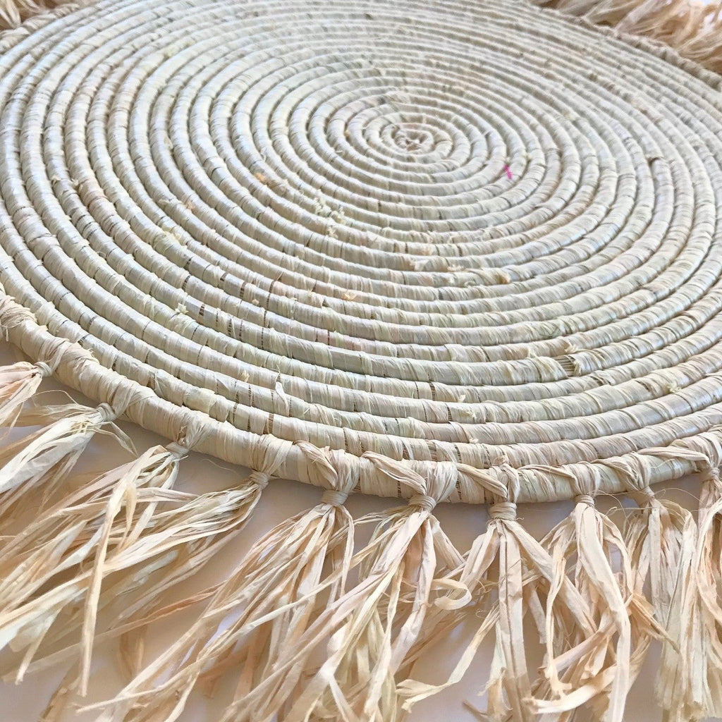 Natural Fringed Wall Hanging Raffia Sweet Grass 23"