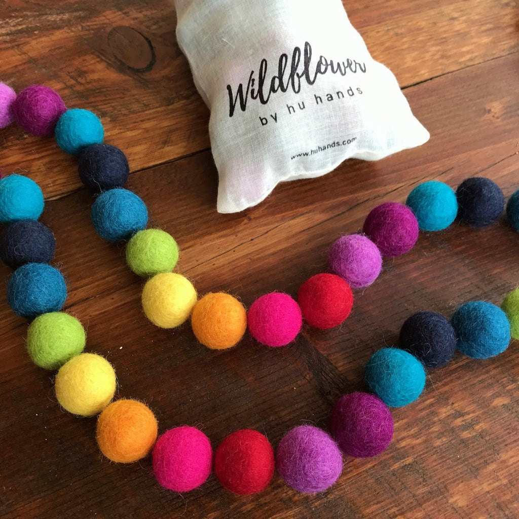 Rainbow Party Wool Felt Balls for Crafts & Sensory Play (50 Pack)