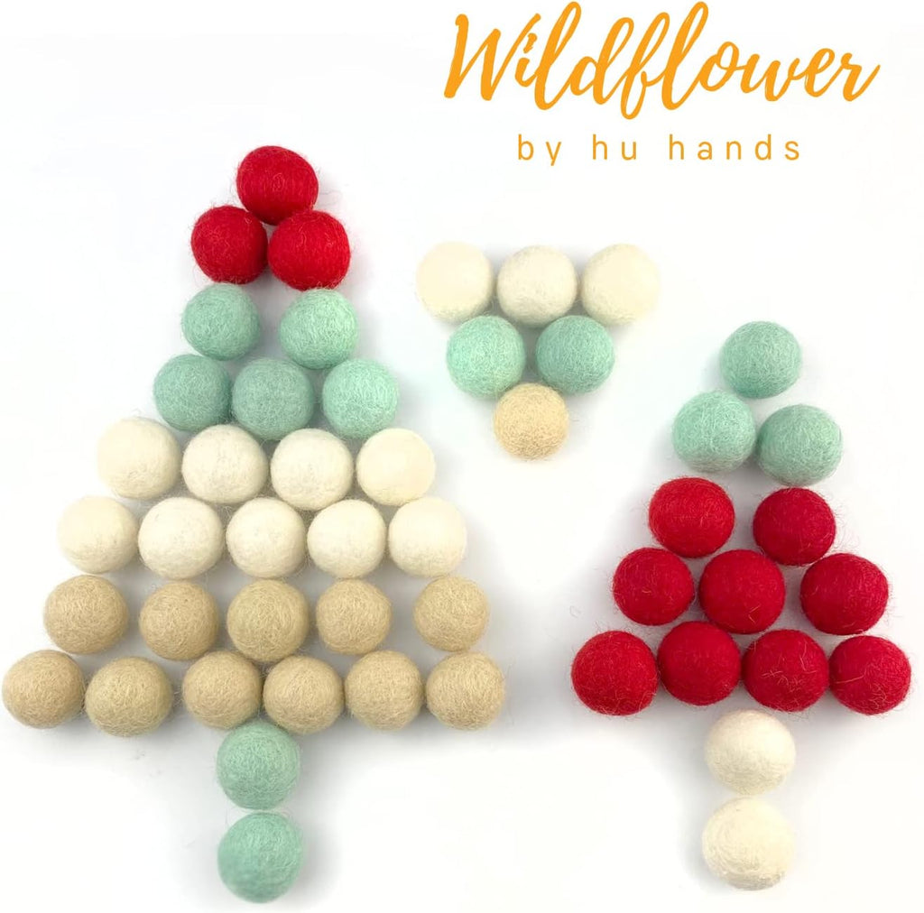Christmas Cheer Wool Felt Balls for Crafts & Sensory Play (50 Pack)