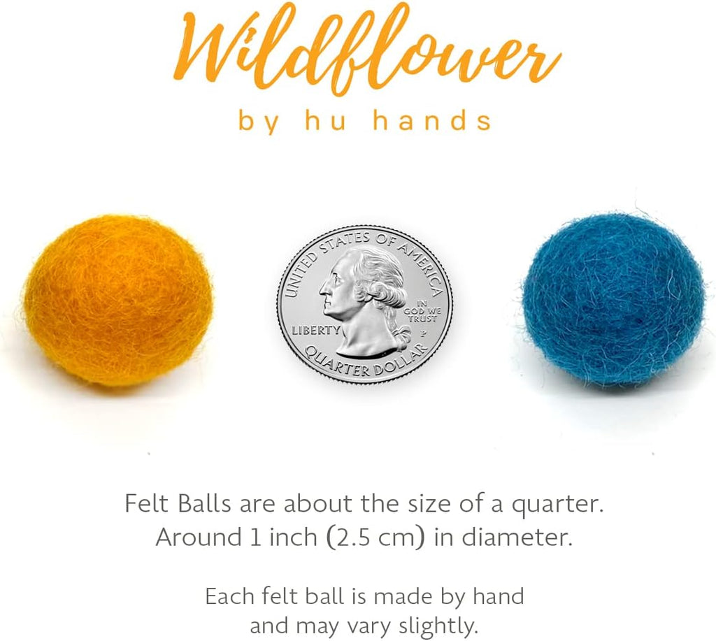 Spring Flowers Wool Felt Balls for Crafts & Sensory Play (50 Pack)