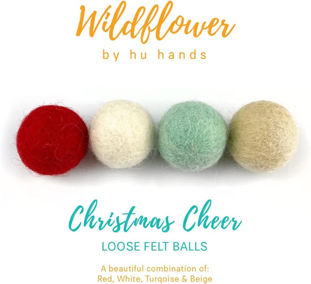 Christmas Cheer Wool Felt Balls for Crafts & Sensory Play (50 Pack)