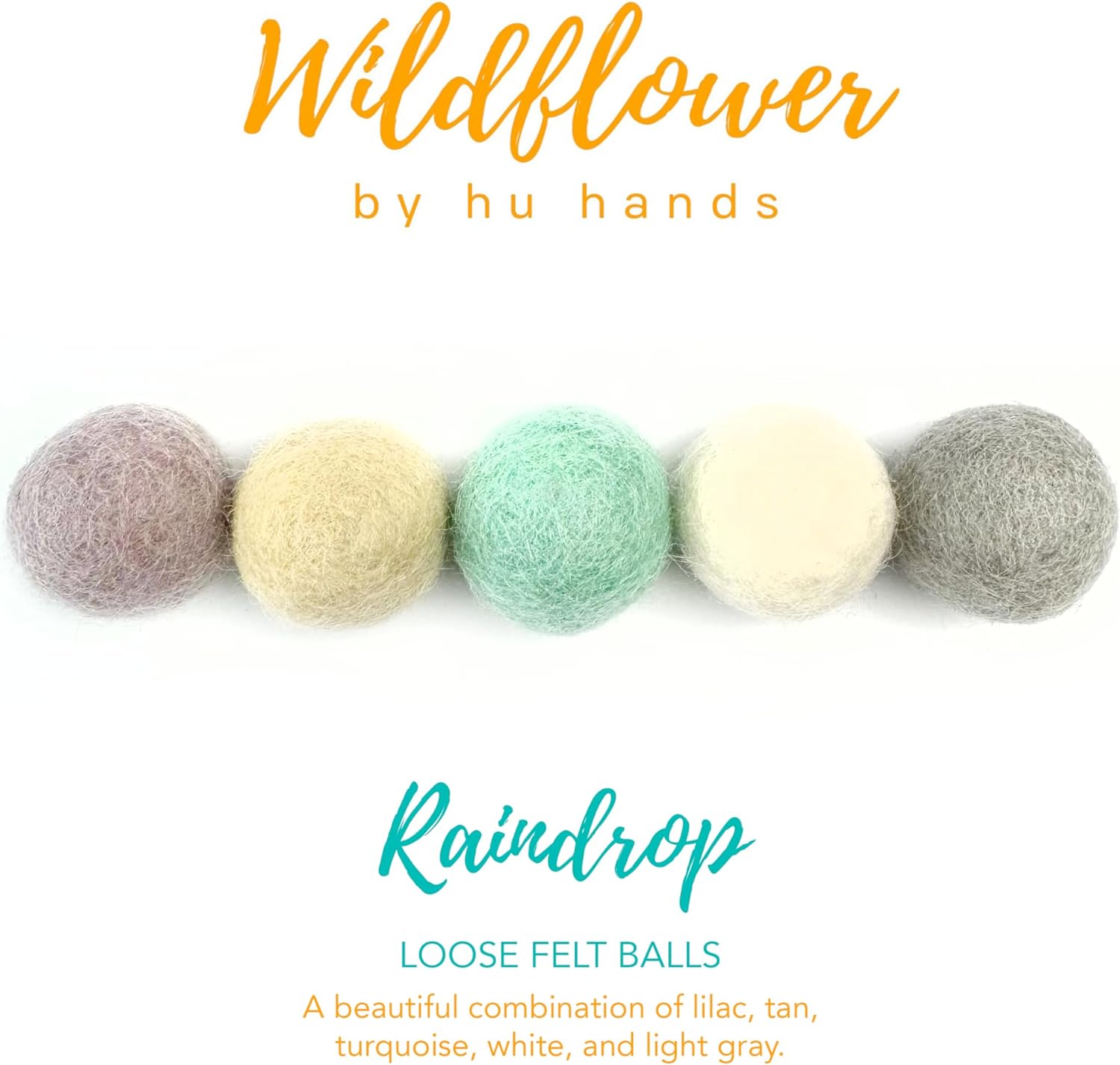 Raindrop Wool Felt Balls for Crafts & Sensory Play (50 Pack)