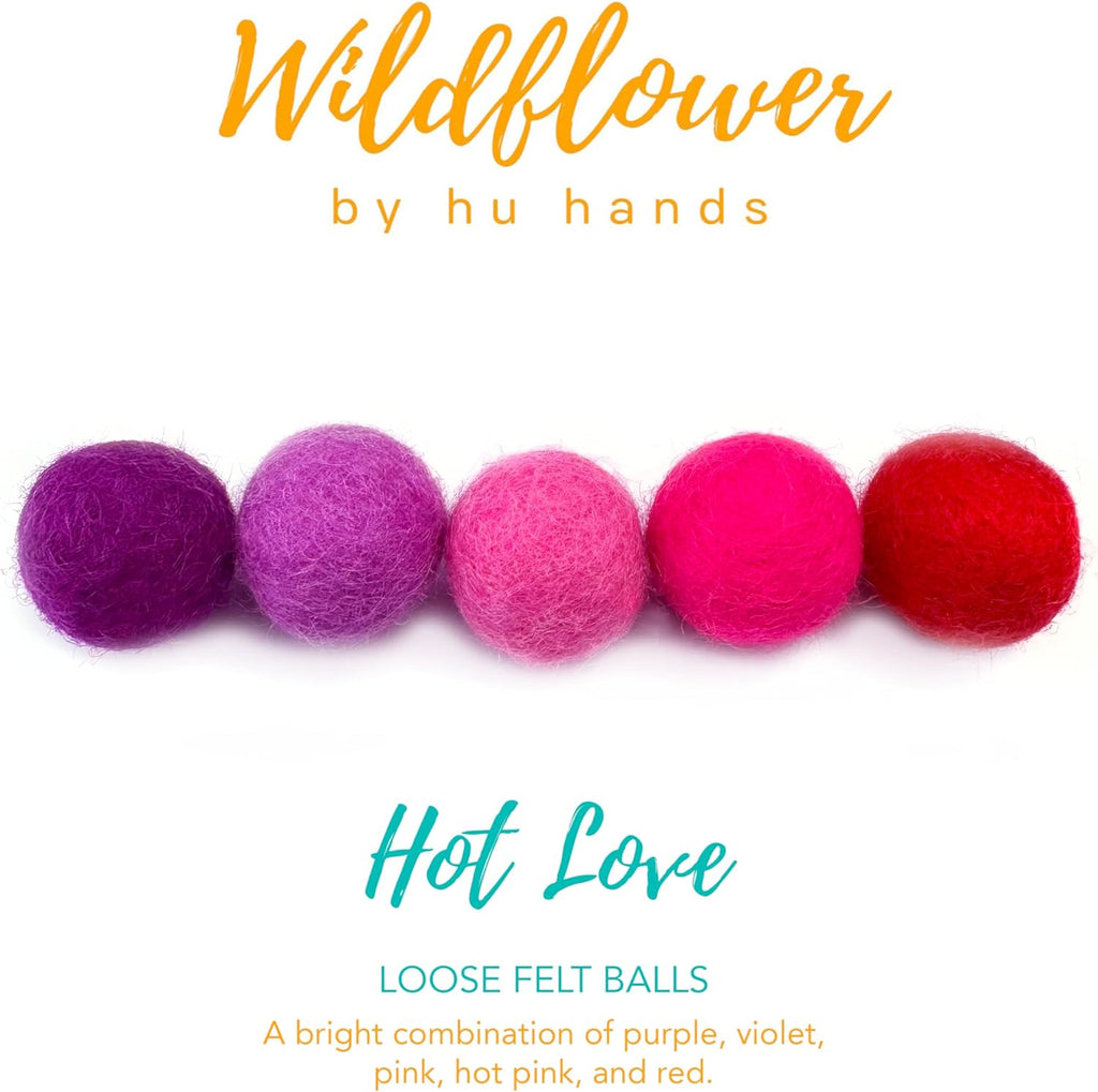 Hot Love Wool Felt Balls for Crafts & Sensory Play (50 Pack)