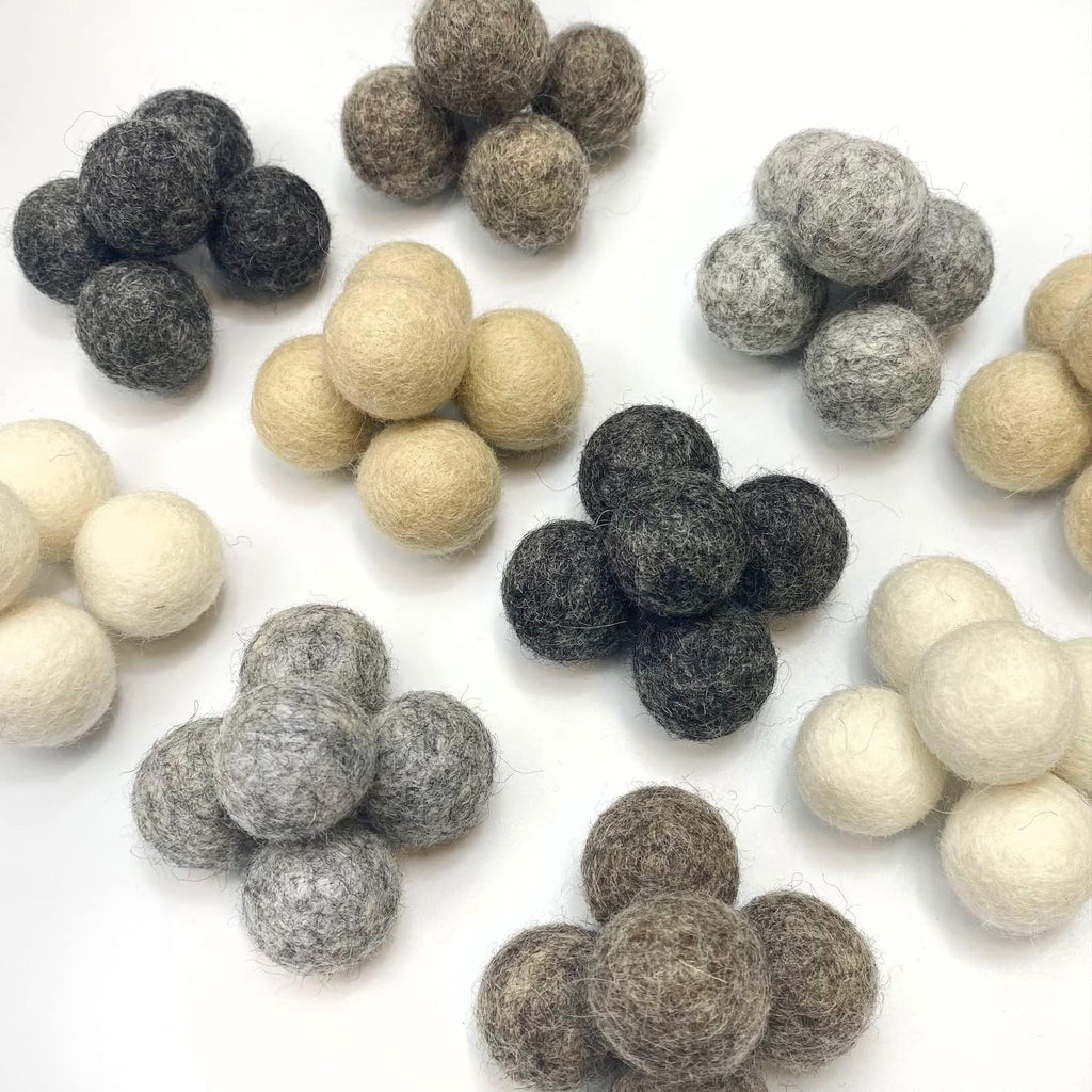Weathered Grey Wool Felt Balls for Crafts & Sensory Play (50 Pack)