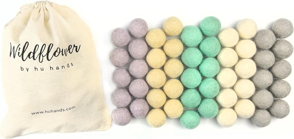 Raindrop Wool Felt Balls for Crafts & Sensory Play (50 Pack)