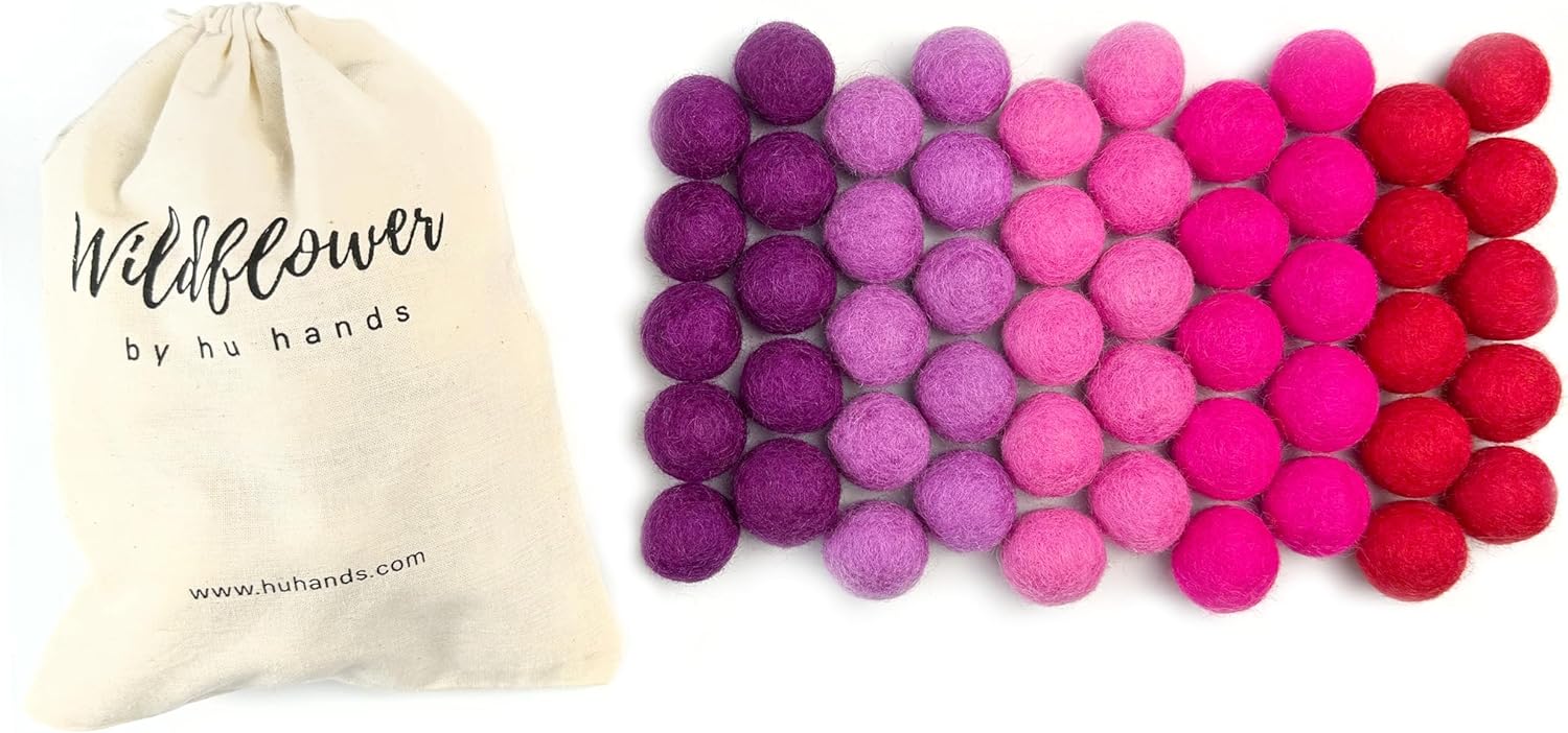 Hot Love Wool Felt Balls for Crafts & Sensory Play (50 Pack)