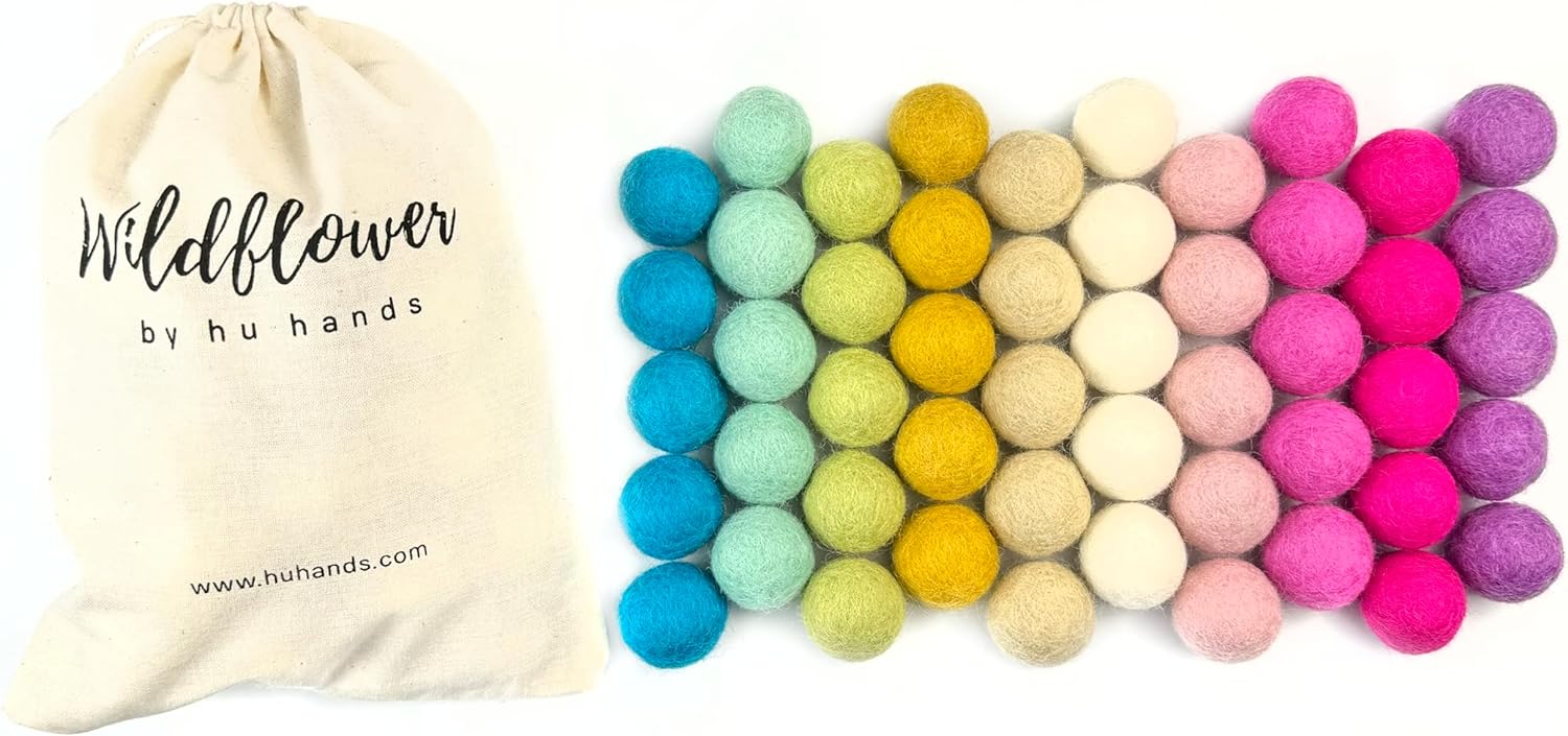 Unicorn Princess Wool Felt Balls for Crafts & Sensory Play (50 Pack)