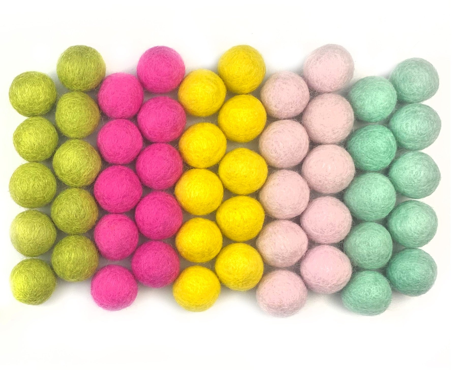 Spring Flowers Wool Felt Balls for Crafts & Sensory Play (50 Pack)
