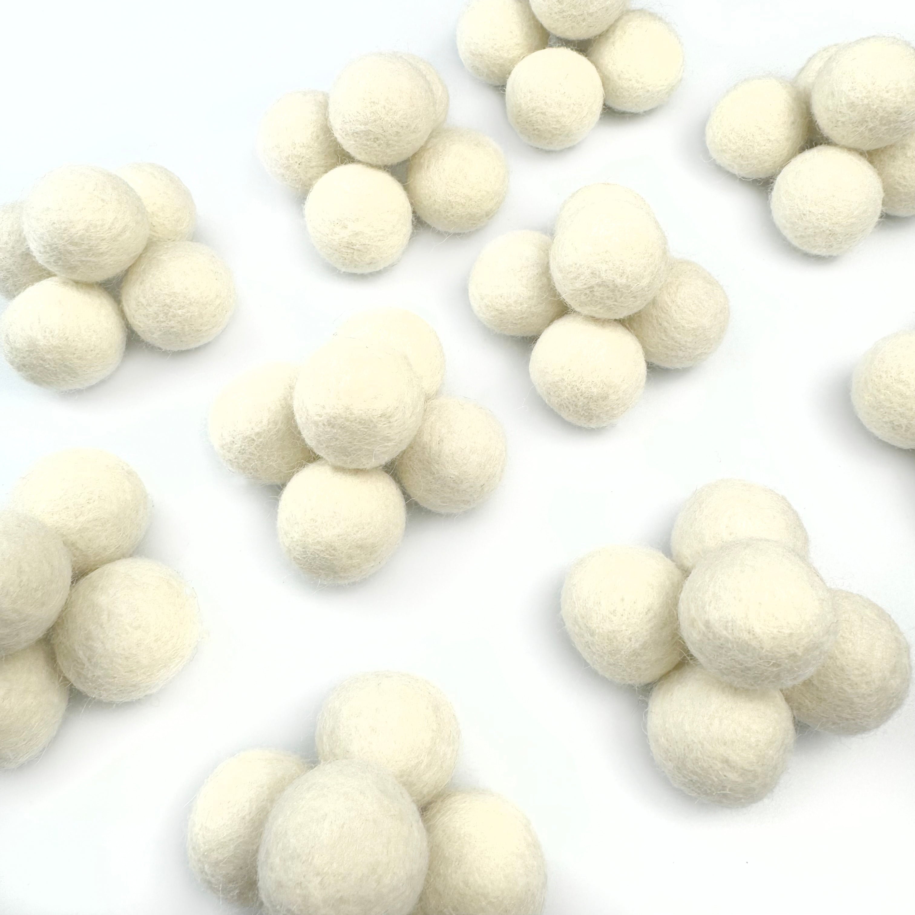 All Natural White Wool Felt Balls for Crafts & Sensory Play (50 Pack)