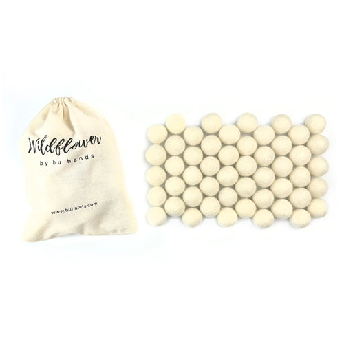 All Natural White Wool Felt Balls for Crafts & Sensory Play (50 Pack)