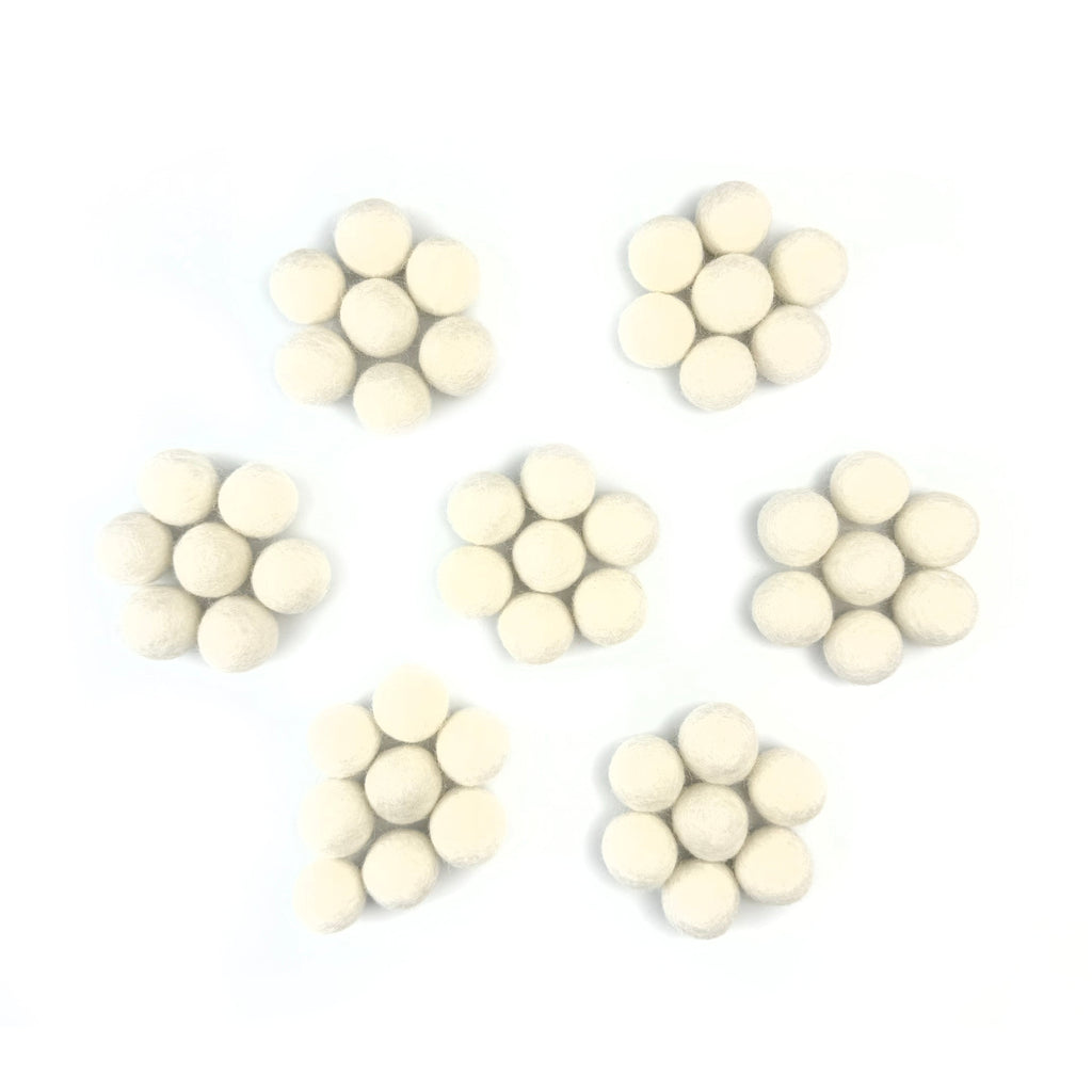 All Natural White Wool Felt Balls for Crafts & Sensory Play (50 Pack)