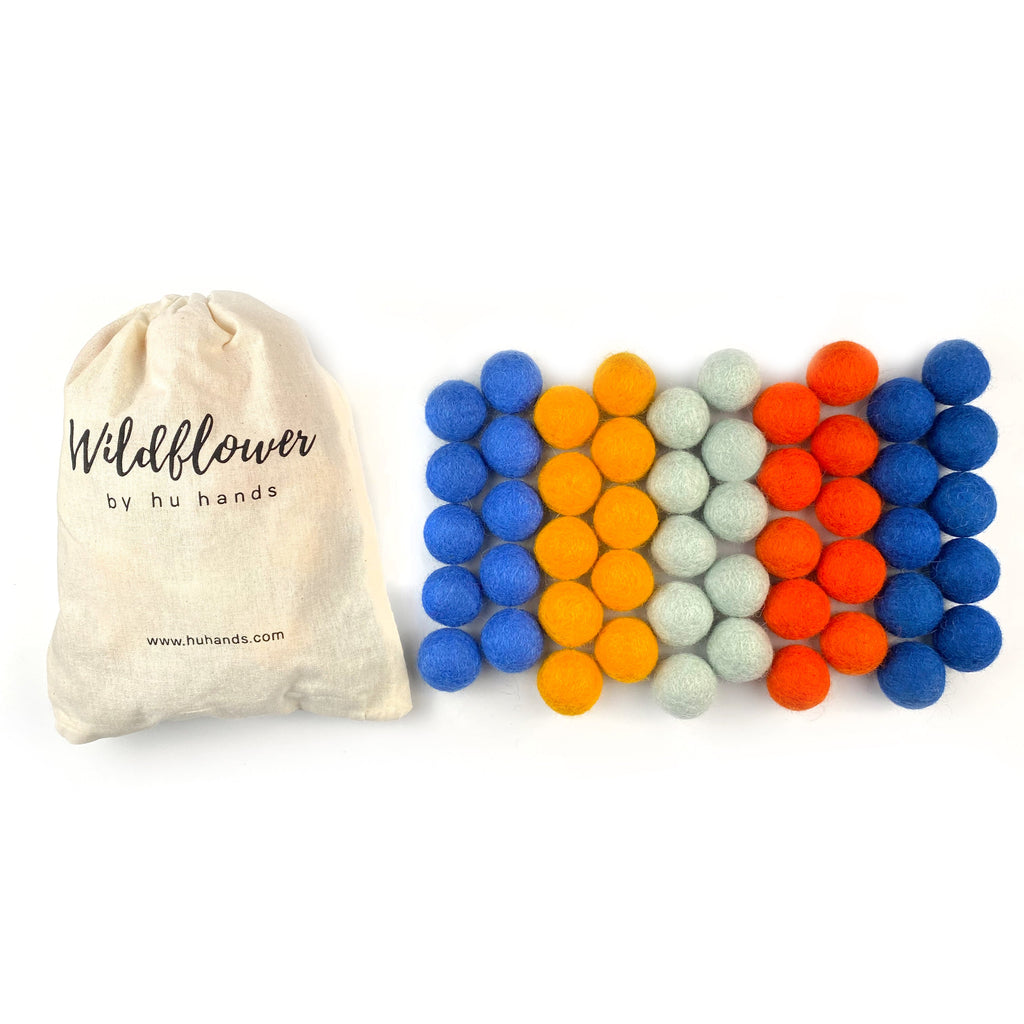Play Day Wool Felt Balls for Crafts & Sensory Play (50 Pack)