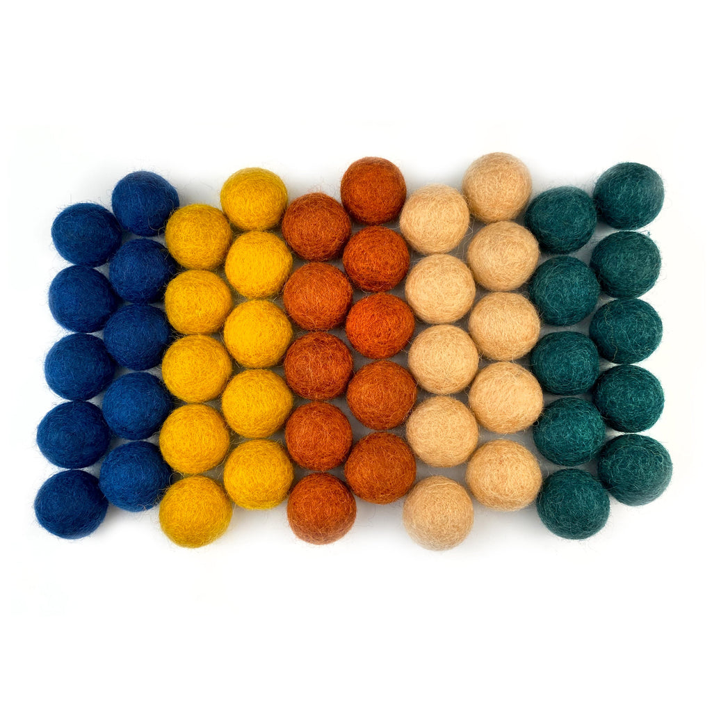 Woodland Adventure Wool Felt Balls for Crafts & Sensory Play (50 Pack)