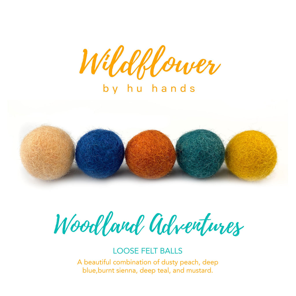 Woodland Adventure Wool Felt Balls for Crafts & Sensory Play (50 Pack)