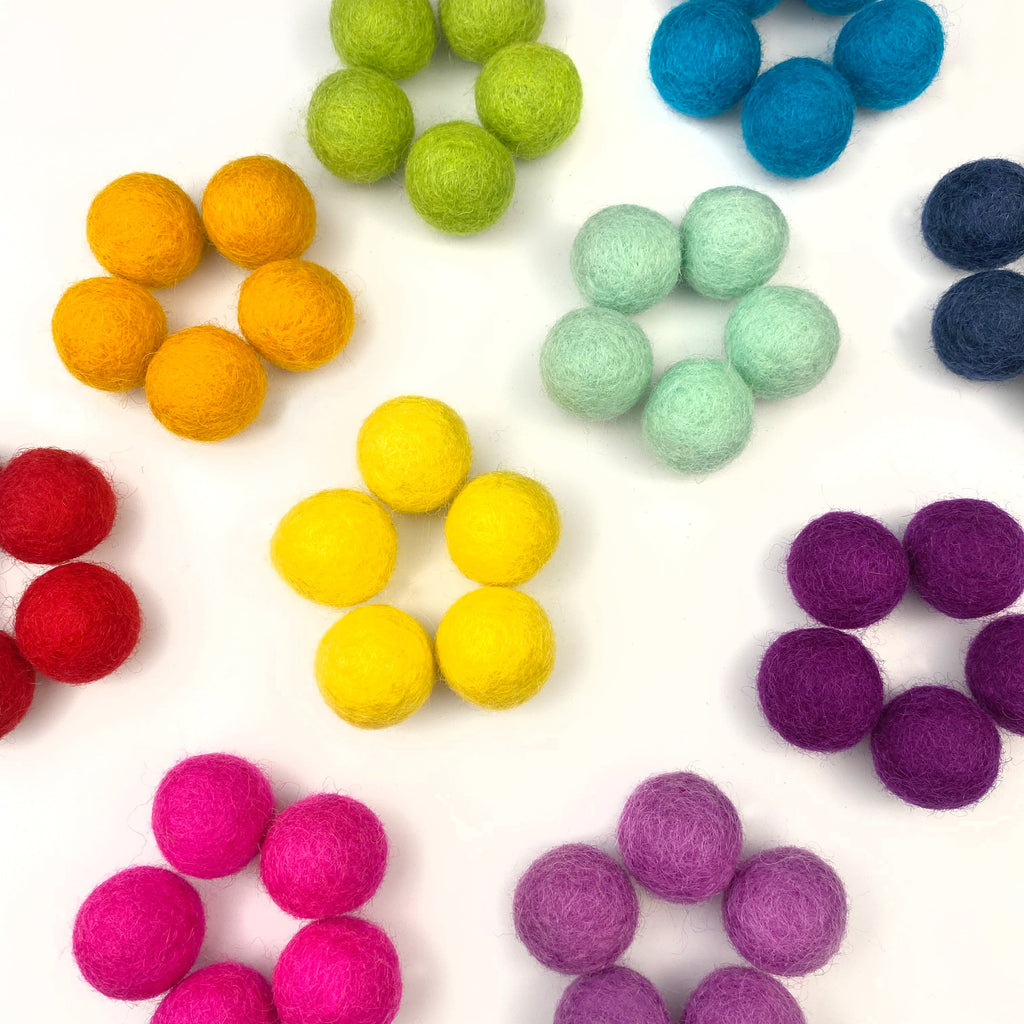 Rainbow Party Wool Felt Balls for Crafts & Sensory Play (50 Pack)