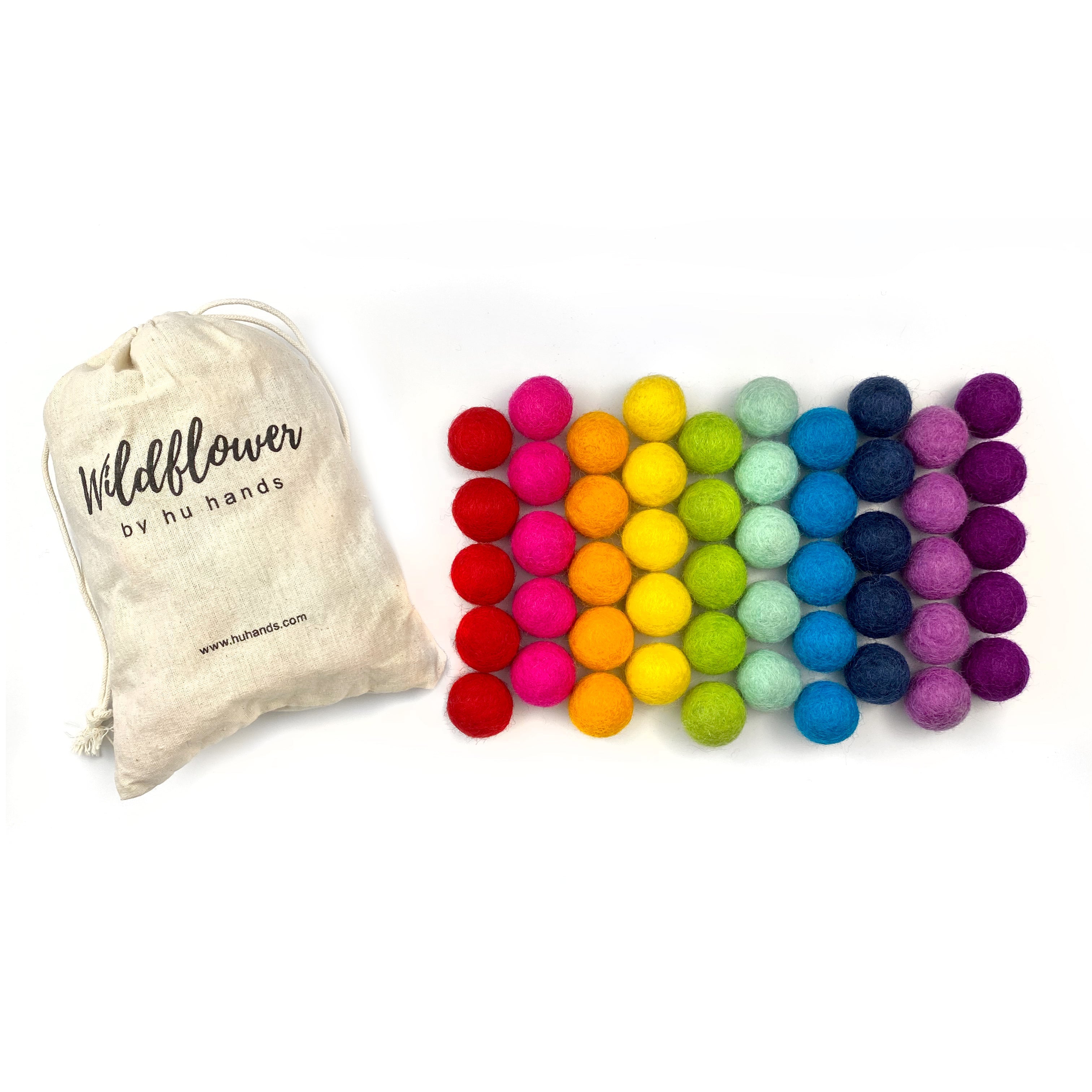 Rainbow Party Wool Felt Balls for Crafts & Sensory Play (50 Pack)