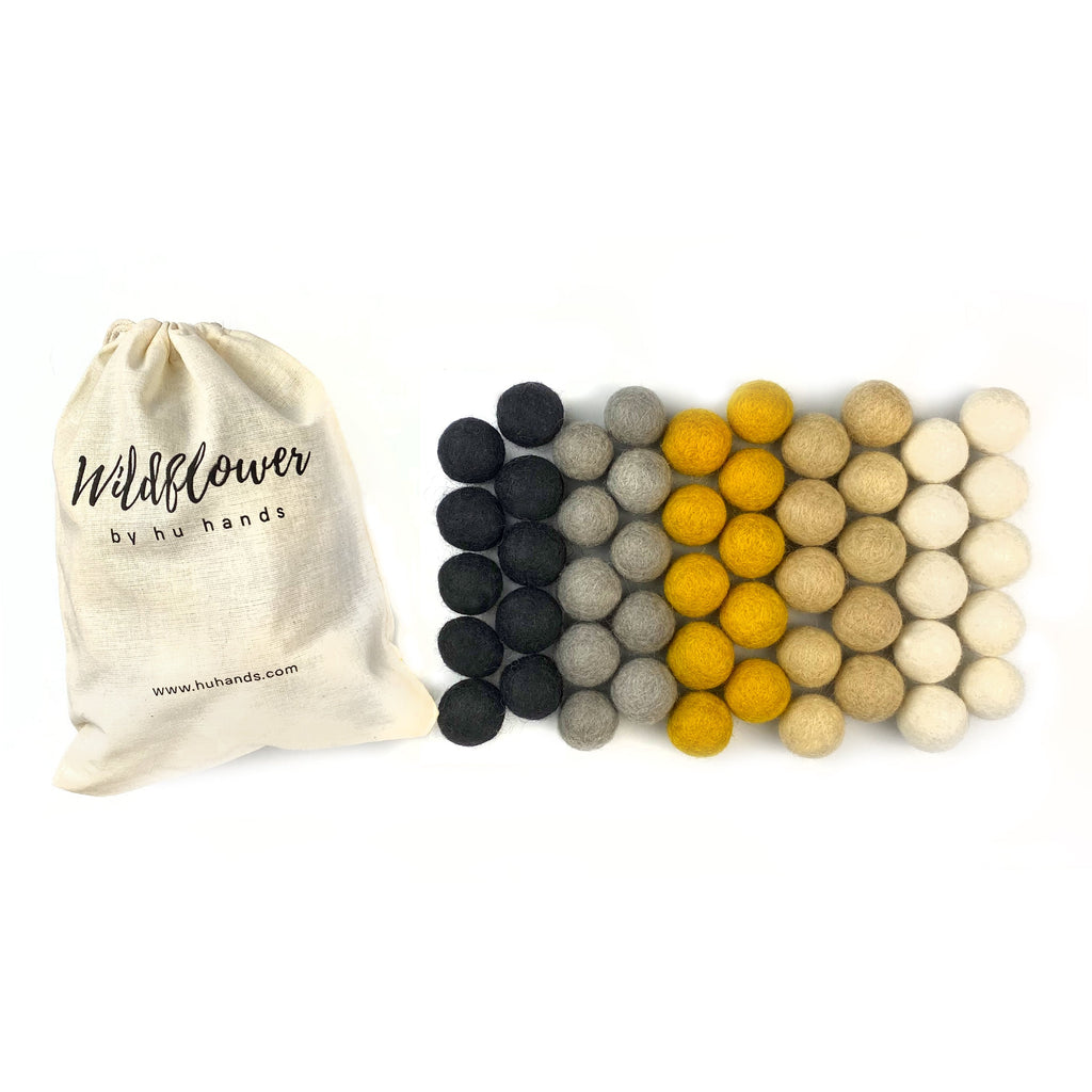 MidnightGlam Wool Felt Balls for Crafts & Sensory Play (50 Pack)