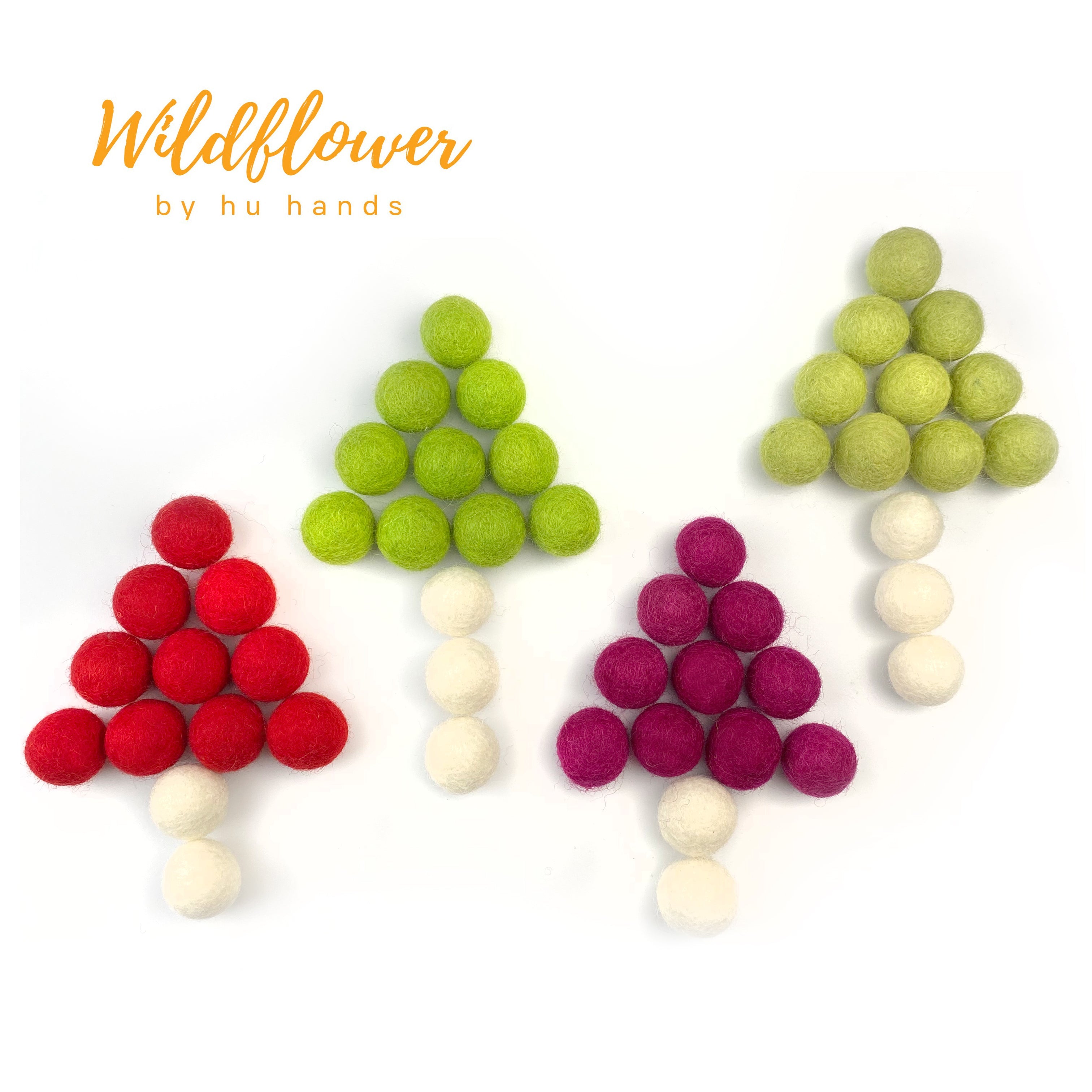 Holly Jolly Wool Felt Balls for Crafts & Sensory Play (50 Pack)