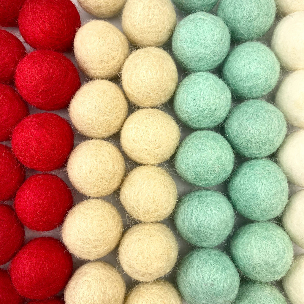 Christmas Cheer Wool Felt Balls for Crafts & Sensory Play (50 Pack)