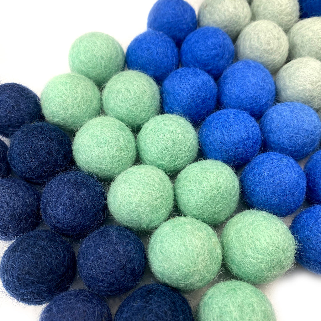 The Blues Wool Felt Balls for Crafts & Sensory Play (50 Pack)
