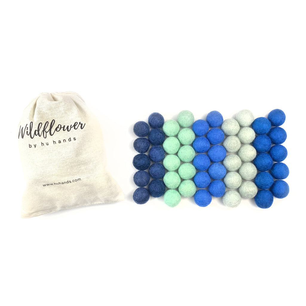 The Blues Wool Felt Balls for Crafts & Sensory Play (50 Pack)