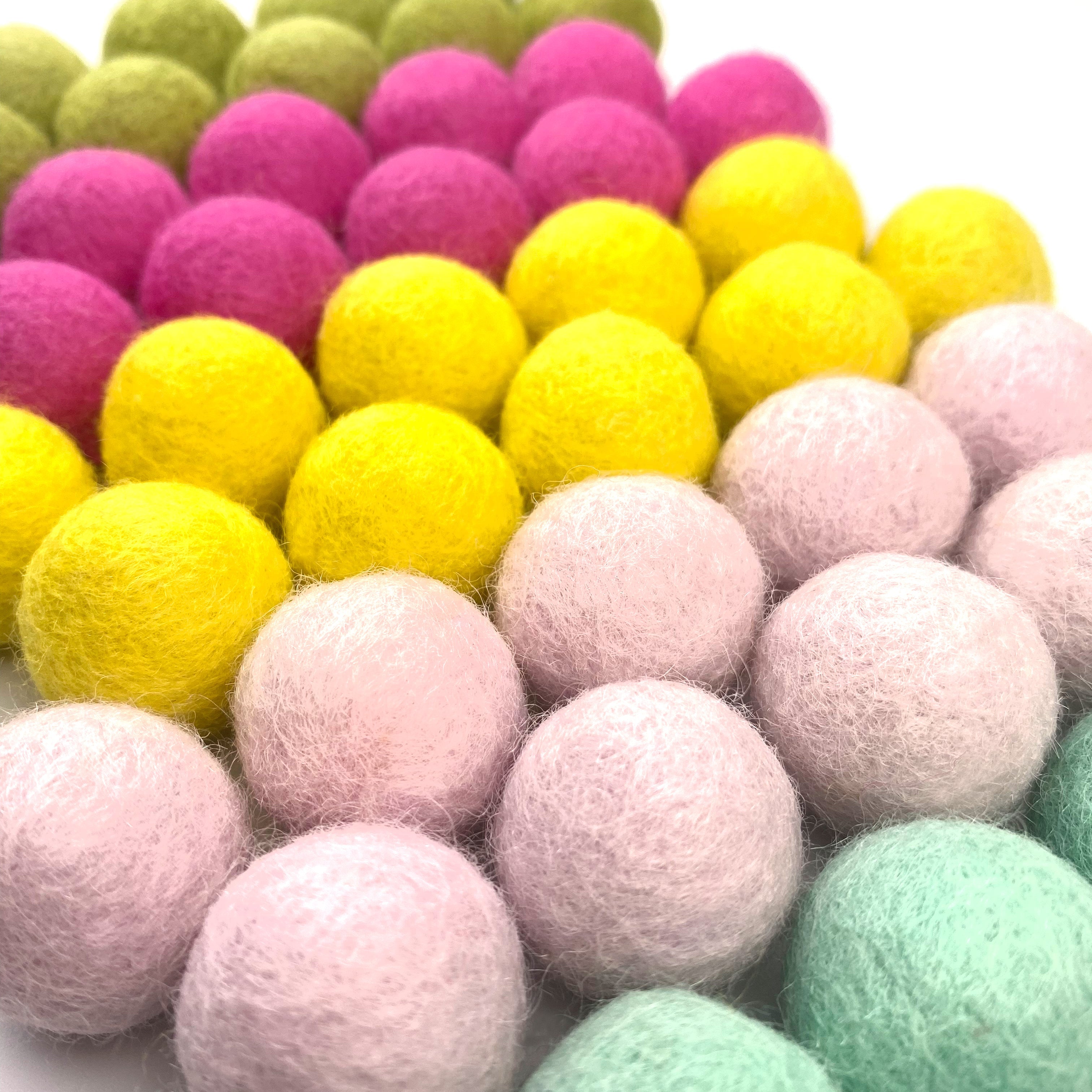Spring Flowers Wool Felt Balls for Crafts & Sensory Play (50 Pack)
