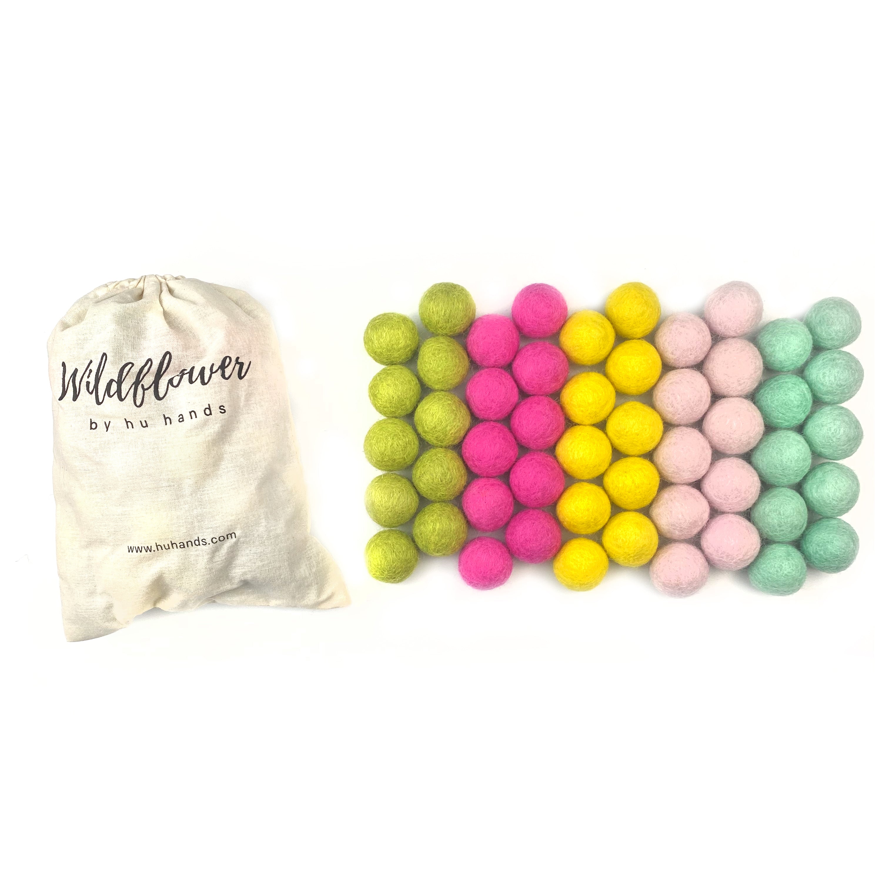 Spring Flowers Wool Felt Balls for Crafts & Sensory Play (50 Pack)