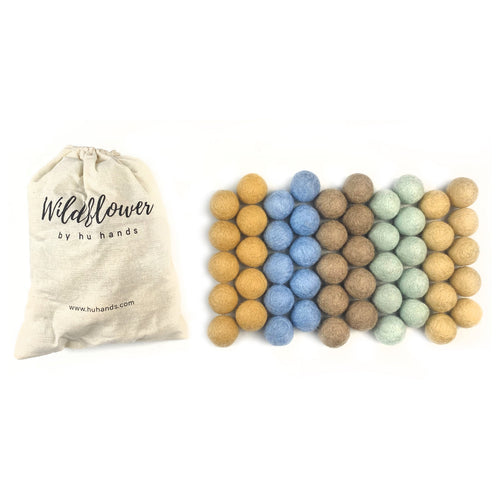 Coastal Farmhouse Wool Felt Balls for Crafts & Sensory Play (50 Pack)