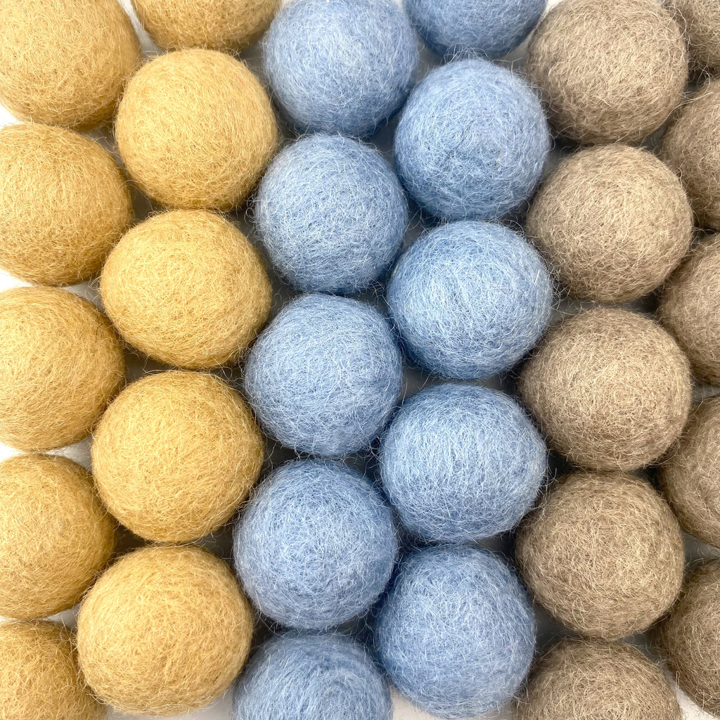 Coastal Farmhouse Wool Felt Balls for Crafts & Sensory Play (50 Pack)