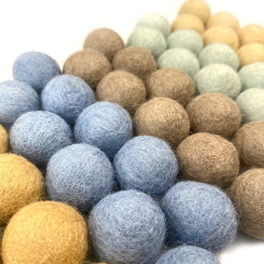 Coastal Farmhouse Wool Felt Balls for Crafts & Sensory Play (50 Pack)