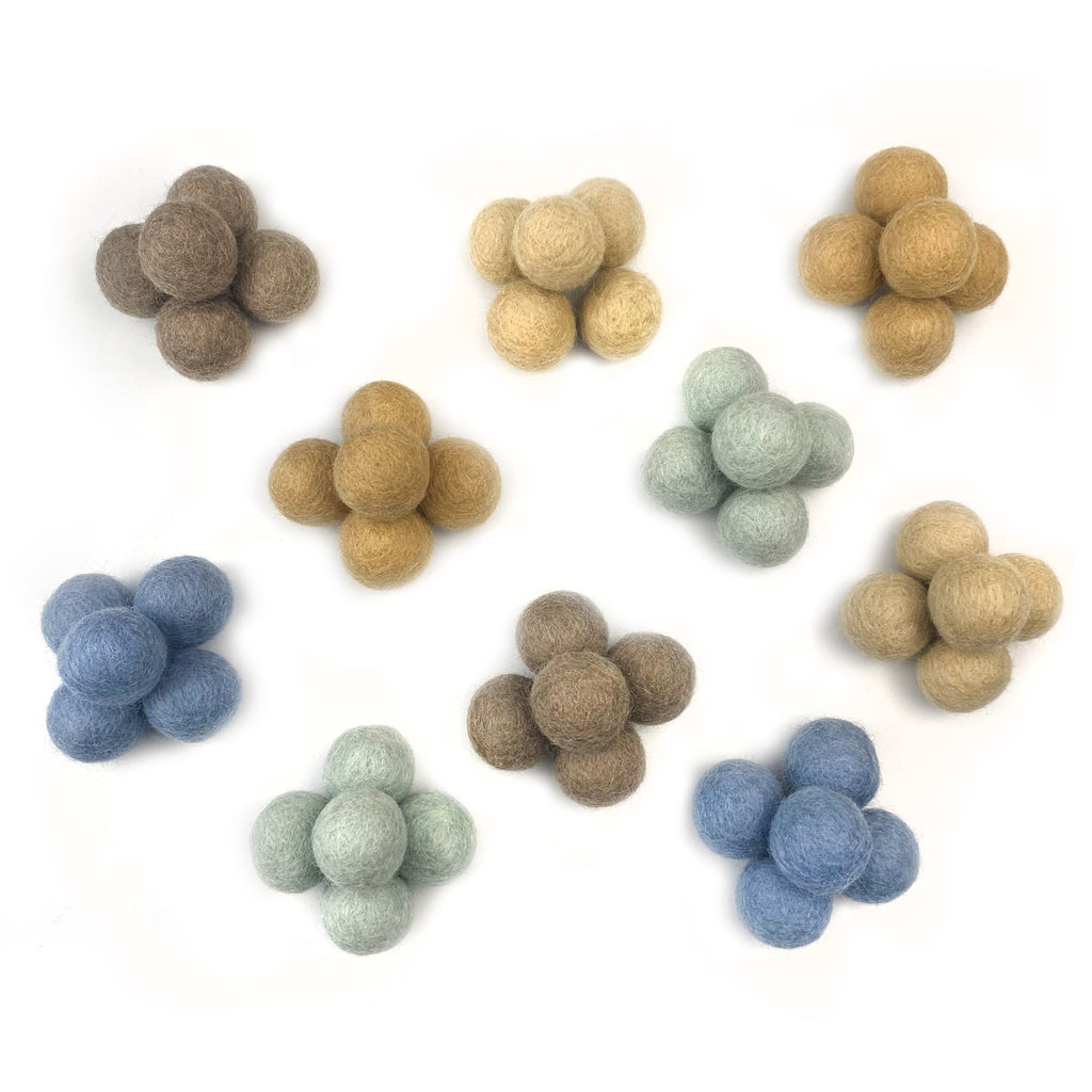 Coastal Farmhouse Wool Felt Balls for Crafts & Sensory Play (50 Pack)