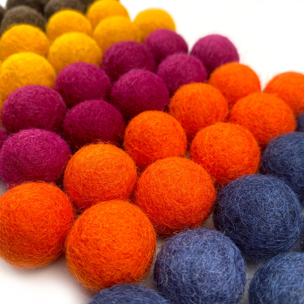 Happy Harvest Wool Felt Balls for Crafts & Sensory Play (50 Pack)