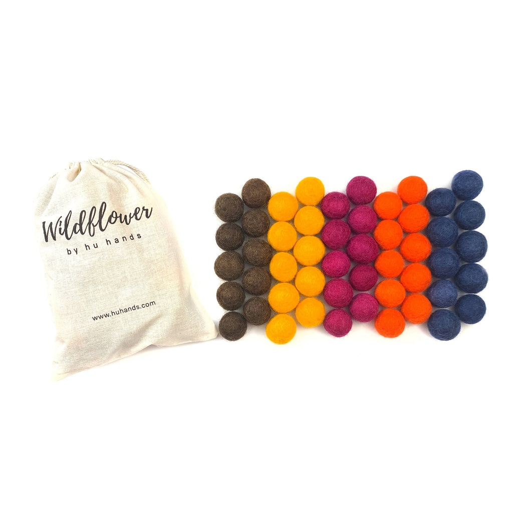 Happy Harvest Wool Felt Balls for Crafts & Sensory Play (50 Pack)
