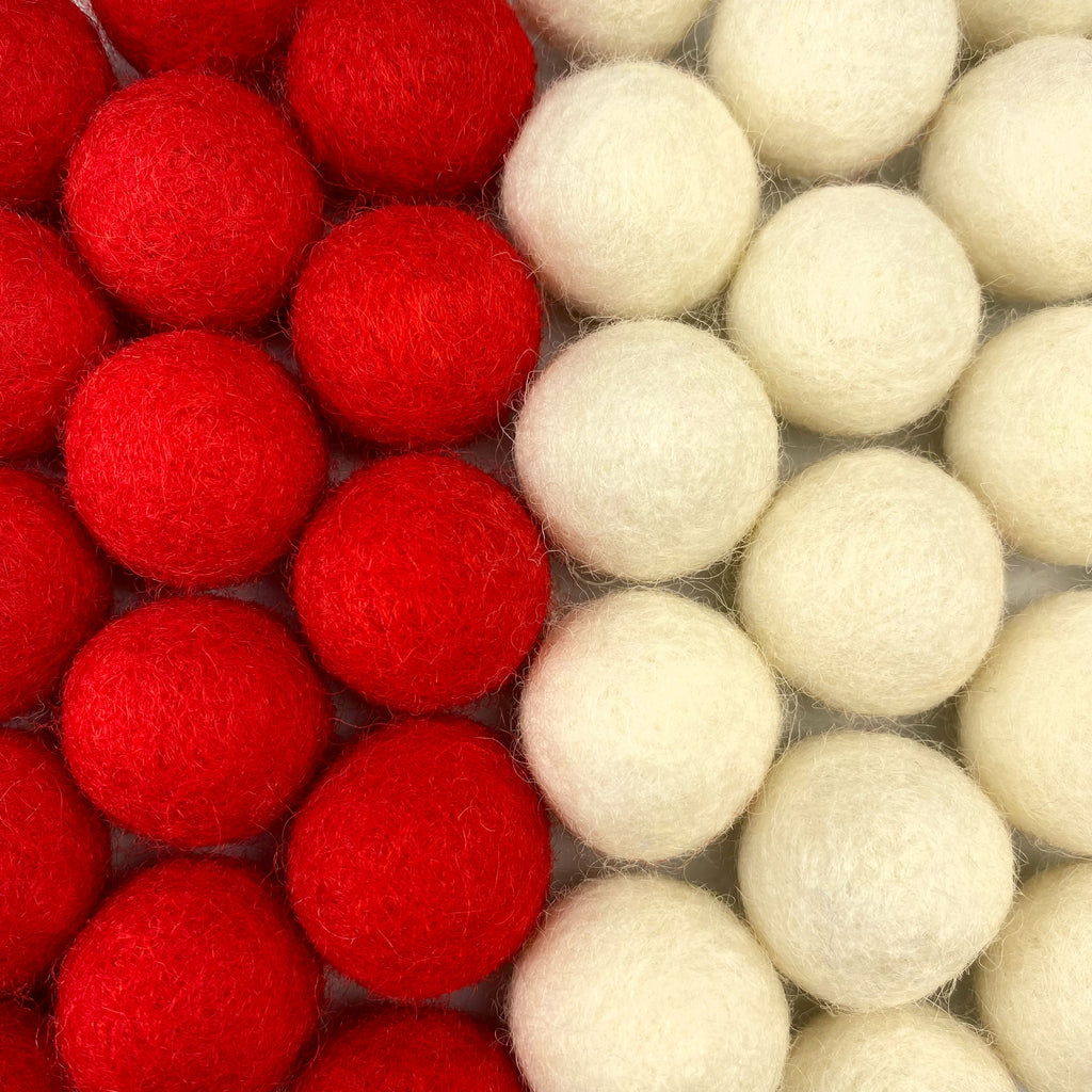 Candy Cane Wool Felt Balls for Crafts & Sensory Play (50 Pack)