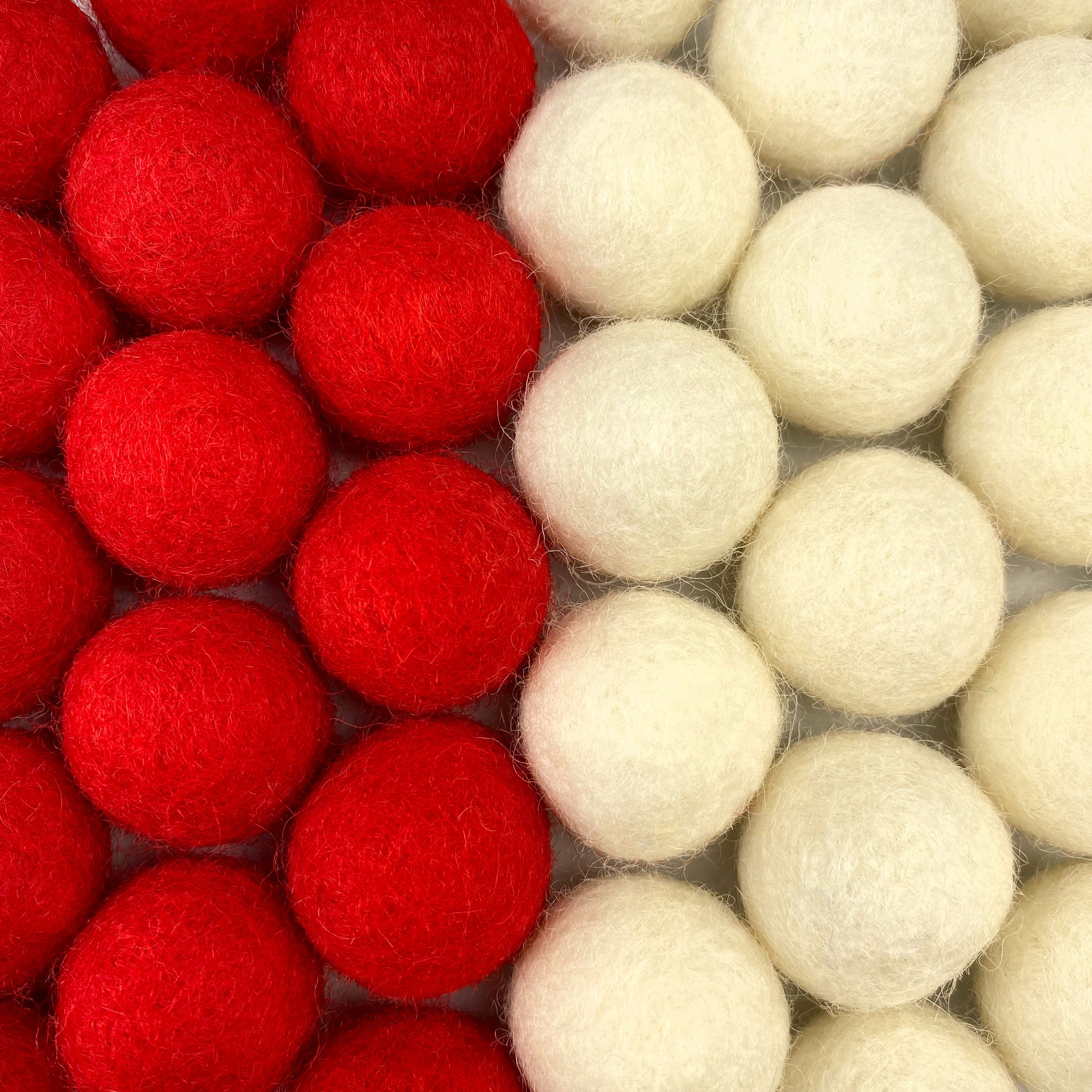 Candy Cane Wool Felt Balls for Crafts & Sensory Play (50 Pack)