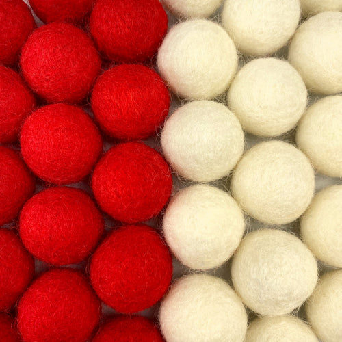 Candy Cane Wool Felt Balls for Crafts & Sensory Play (50 Pack)