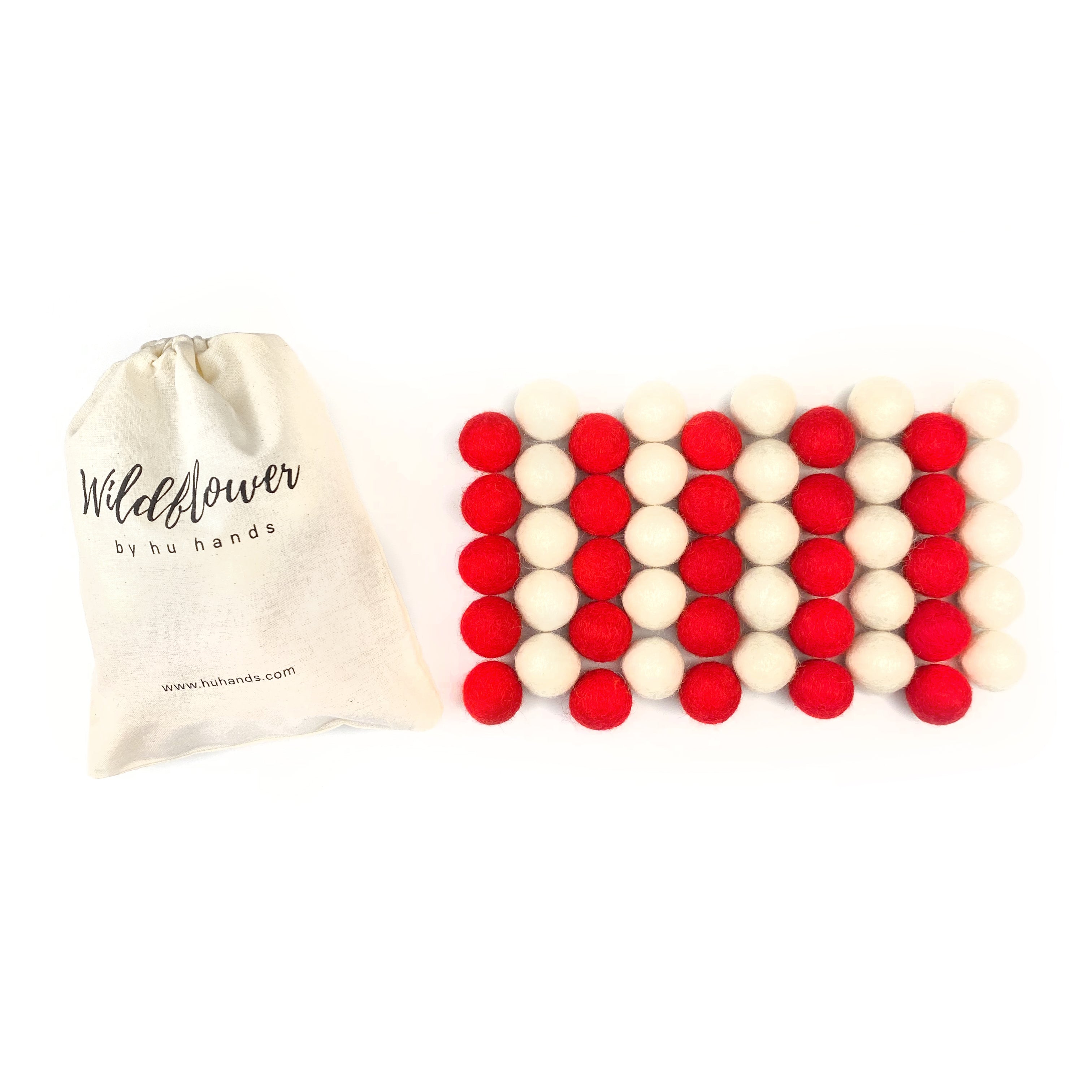 Candy Cane Wool Felt Balls for Crafts & Sensory Play (50 Pack)