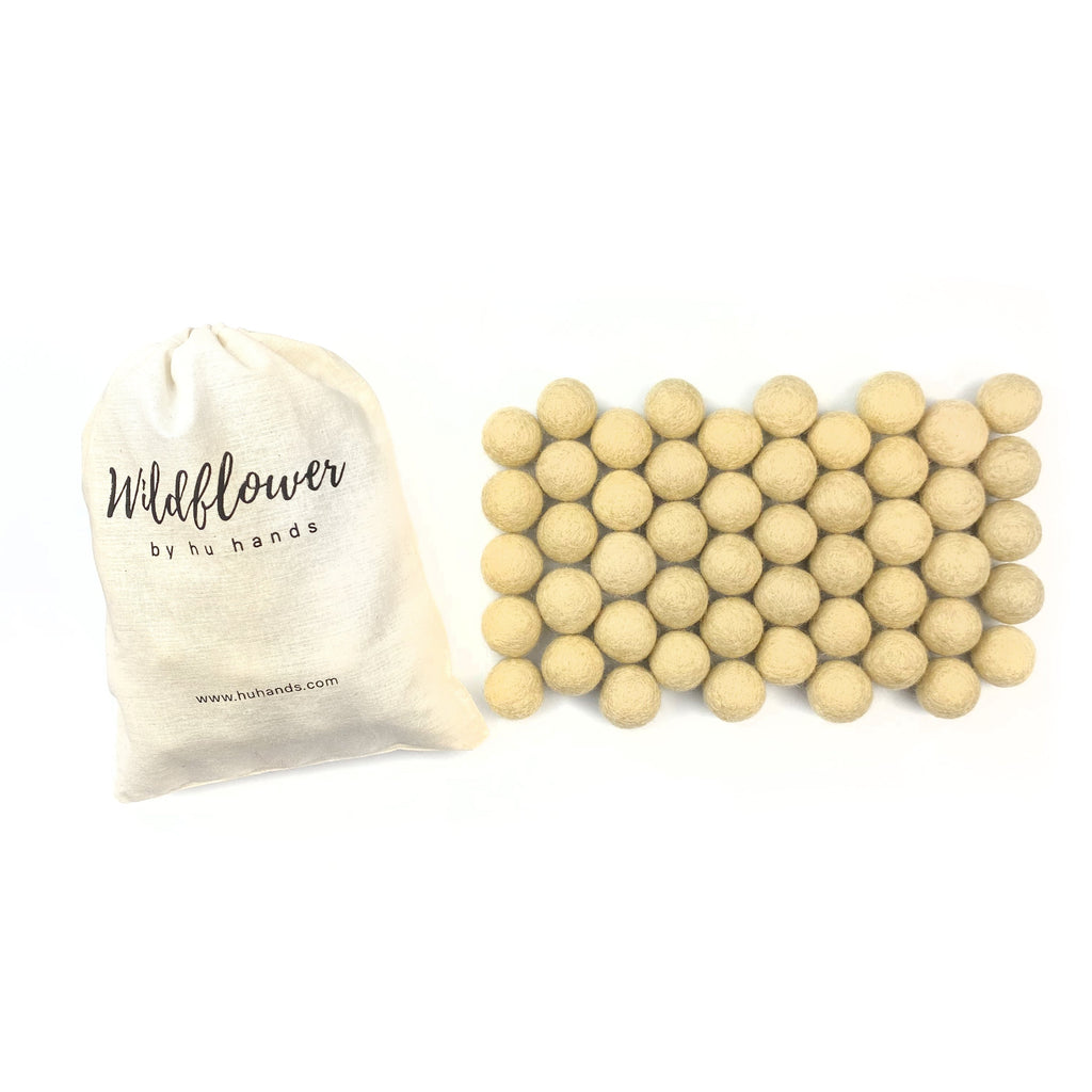 Natural Tan Wool Felt Balls for Crafts & Sensory Play (50 Pack)