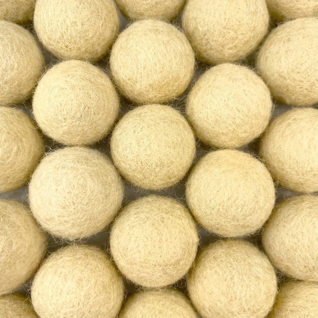 Natural Tan Wool Felt Balls for Crafts & Sensory Play (50 Pack)