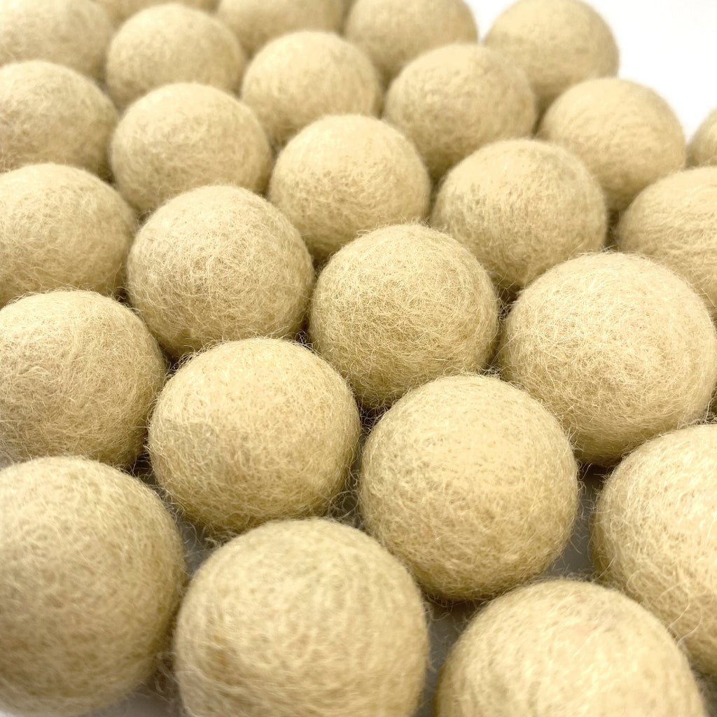 Natural Tan Wool Felt Balls for Crafts & Sensory Play (50 Pack)