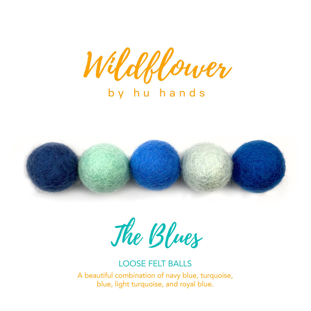 The Blues Wool Felt Balls for Crafts & Sensory Play (50 Pack)