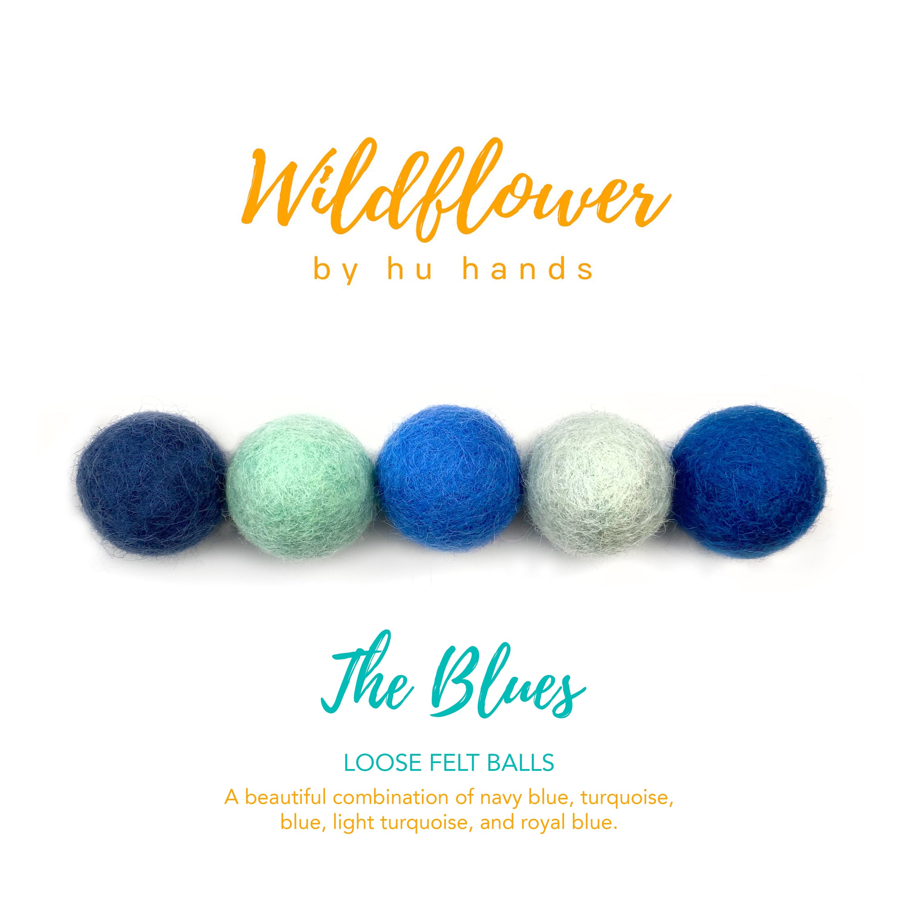 The Blues Wool Felt Balls for Crafts & Sensory Play (50 Pack)